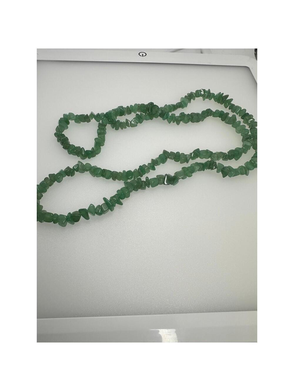 Green Aventurine Chip Bead Necklace 34”